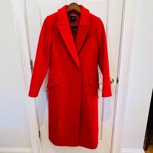 Ted Baker London Red Over Coat Alpaca Wool Cashmere Blend Size 2
